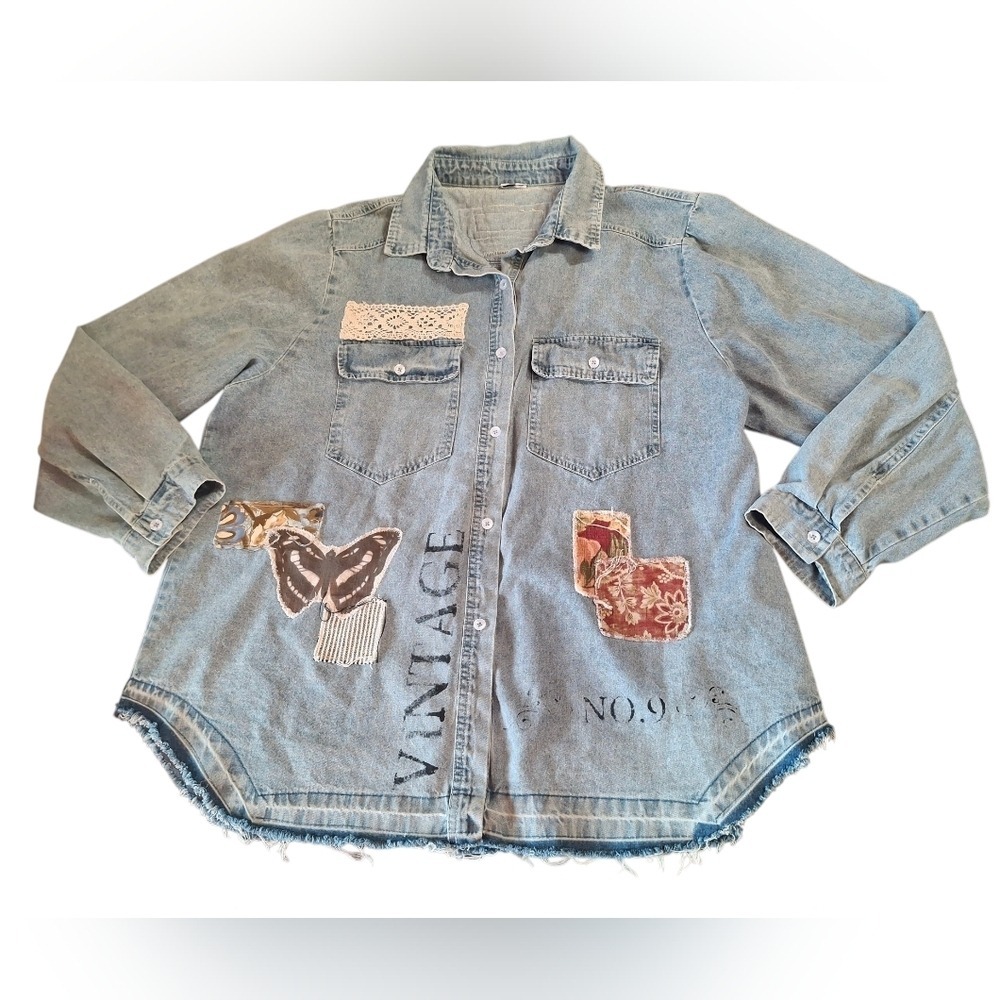 Vintage Style Denim Button Down Shirt